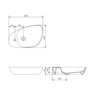 Meissen Keramik Kontra Umywalka z półką 40X60 cm antracyt mat