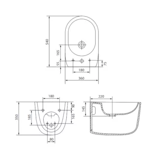 Meissen Keramik Kontra Bidet Wiszący 36X54 cm biały