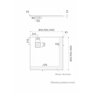 Schedpol Brodzik kompozytowy Stabilsound Plus® Kalait Grey Stone 90x90x3,5 cm, kwadratowy 3.3101/S/ST-M2