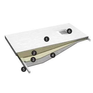 Schedpol Brodzik kompozytowy Stabilsound Plus® Kalait Grey Stone 90x90x3,5 cm, kwadratowy 3.3101/S/ST-M2
