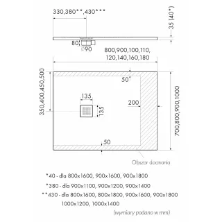 Schedpol Brodzik kompozytowy Stabilsound Plus®Kalait Grey Stone 90x110x3,5 cm, prostokątny 3.3116/S/ST-M2