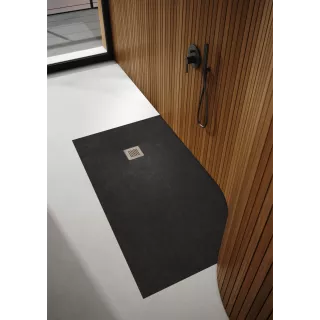 Schedpol Brodzik kompozytowy Stabilsound Plus® Kalait Black Stone 90x110x3,5 cm, prostokątny 3.3116/C/ST-M2
