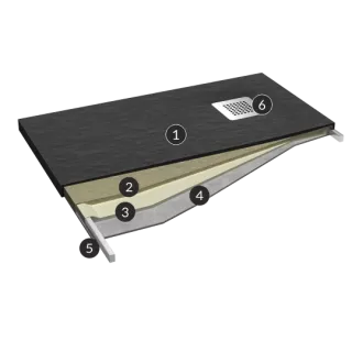 Schedpol Brodzik kompozytowy Stabilsound Plus® Kalait Black Stone 90x110x3,5 cm, prostokątny 3.3116/C/ST-M2