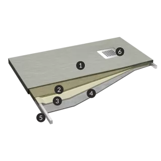 Schedpol Brodzik kompozytowy Stabilsound Plus® Kalait Cement Stone 90x90x3,5 cm, kwadratowy 3.3101/CT/ST-M2