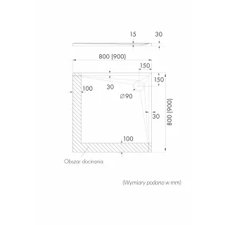 Schedpol Brodzik kompozytowy Stabilsound Plus® Etrusco White Stone 90x90x3 cm, kwadratowy 3.461/B/ST