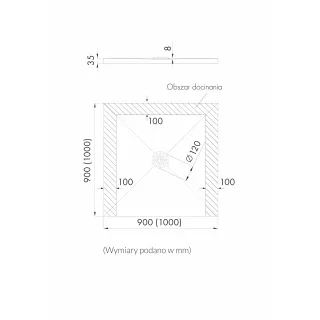 Schedpol Brodzik kompozytowy Stabilsound Plus® De Luxe 100x100x3,5 cm, kwadratowy 3.042