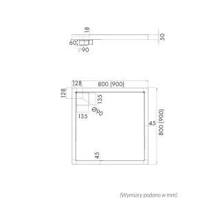 Schedpol Brodzik kompozytowy Stabilsound Plus® Omega Black Stone 80x80x5 cm, kwadratowy 3.0458/C/ST