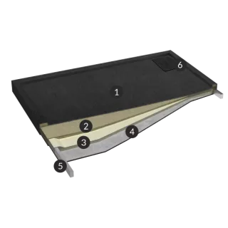 Schedpol Brodzik kompozytowy Stabilsound Plus® Omega Black Stone 80x80x5 cm, kwadratowy 3.0458/C/ST