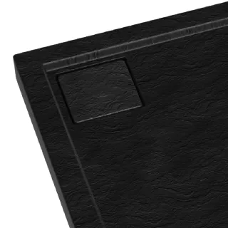 Schedpol Brodzik kompozytowy Stabilsound Plus® Omega Black Stone 100x100x5 cm R55, półokrągły 3.0460/C/ST