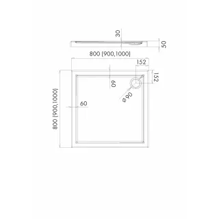 Schedpol Brodzik kompozytowy Stabilsound Plus® Corrina 90x90x5 cm, kwadratowy 3.061