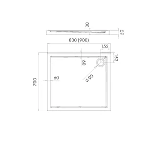 Schedpol Brodzik kompozytowy Stabilsound Plus® Corrina 70x80x5 cm, prostokątny z odpływem w narożniku 3.0253