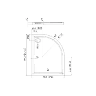 Schedpol Brodzik kompozytowy Stabilsound Plus® Corrina 85x120x5 cm R55, asymetryczny prawy 3.074