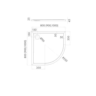 Schedpol Brodzik kompozytowy Stabilsound Plus® Corrina New 100x100x4,5 cm R55, półokrągły 3.4335