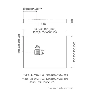 Schedpol Brodzik akrylowy zintegrowany z nośnikiem Stabilsound Plus® oraz obudową akrylową przeciągniętą do podłogi New Horizons