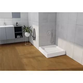 Schedpol Brodzik akrylowy zintegrowany z nośnikiem Stabilsound Plus® oraz obudową akrylową przeciągniętą do podłogi Medium White