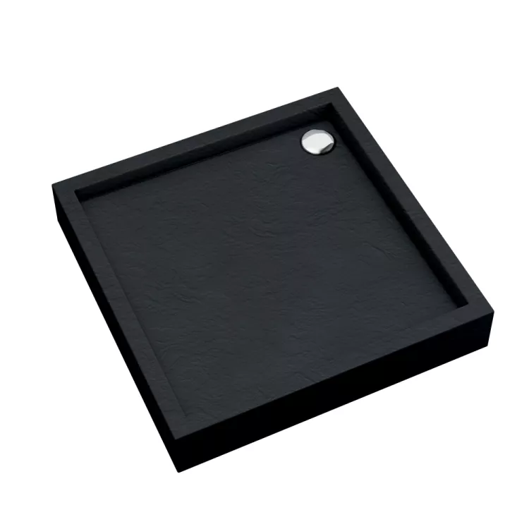 Schedpol Brodzik akrylowy zintegrowany z nośnikiem Stabilsound Plus® oraz obudową akrylową przeciągniętą do podłogi Medium Black