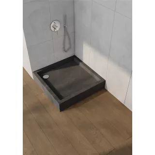 Schedpol Brodzik akrylowy zintegrowany z nośnikiem Stabilsound Plus® oraz obudową akrylową przeciągniętą do podłogi Medium Black