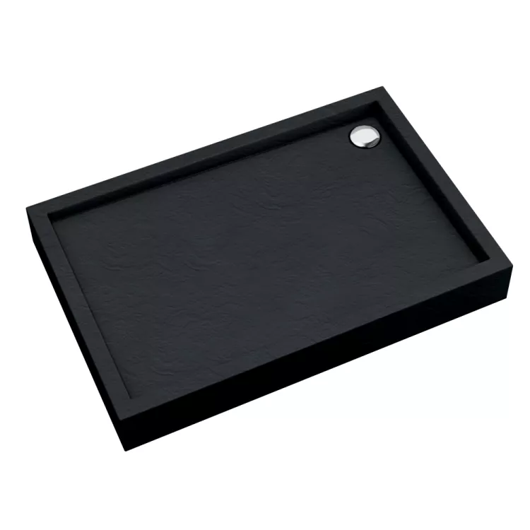 Schedpol Brodzik akrylowy zintegrowany z nośnikiem Stabilsound Plus® oraz obudową akrylową przeciągniętą do podłogi Medium Black