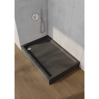Schedpol Brodzik akrylowy zintegrowany z nośnikiem Stabilsound Plus® oraz obudową akrylową przeciągniętą do podłogi Medium Black