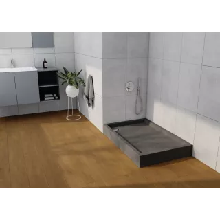 Schedpol Brodzik akrylowy zintegrowany z nośnikiem Stabilsound Plus® oraz obudową akrylową przeciągniętą do podłogi Medium Black