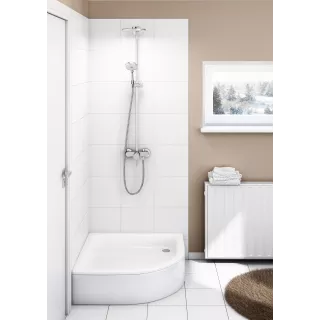 Schedpol Brodzik akrylowy zintegrowany z nośnikiem Stabilsound Plus® Grawello 90x90x26 cm R55, półokrągły 3.014