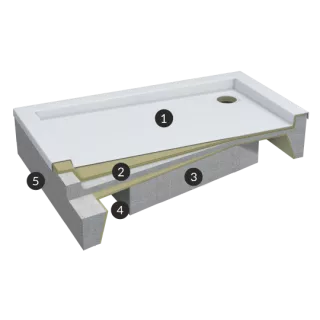 Schedpol Brodzik akrylowy zintegrowany z nośnikiem Stabilsound Plus® Grawello 90x90x26 cm R55, półokrągły 3.014