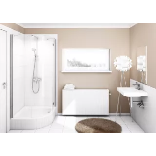 Schedpol Brodzik akrylowy zintegrowany z nośnikiem Stabilsound Plus® Grawello 80x80x26 cm R55, półokrągły 3.015