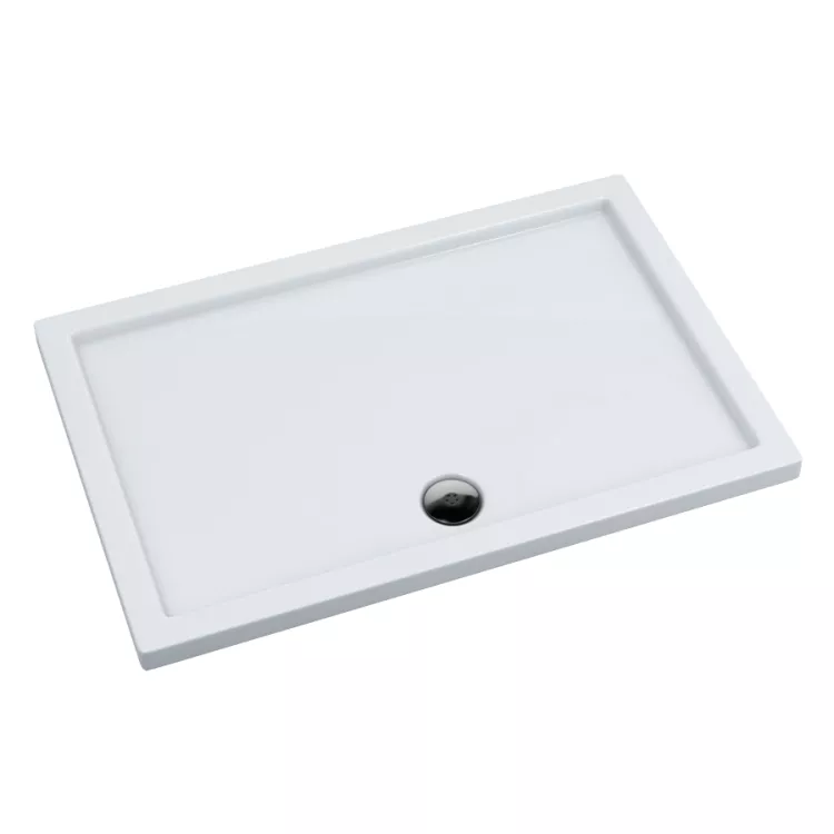 Schedpol Brodzik akrylowy Caspar 80x130x5 cm, prostokątny z odpływem na dłuższym boku 3.2244
