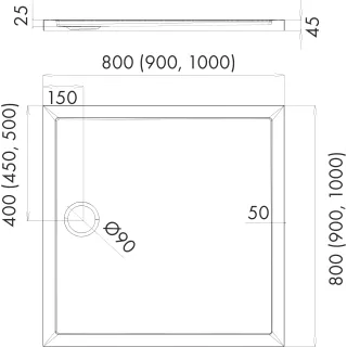 Schedpol Brodzik akrylowy Caspar New Cement Stone 80x80x4,5 cm, kwadratowy 3.2830/CT/ST