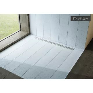 Schedpol Brodzik podpytkowy Stabilsound Plus® 90x90x5/12,5 cm, kwadratowy z maskownicą Stamp Slim 10.102/OLSP