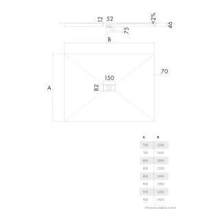 Schedpol Brodzik podpłytkowy Stabilsound Plus® 70x140x5/12,5 cm, prostokątny 10.006/OP