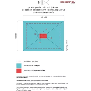 Schedpol Brodzik podpłytkowy Stabilsound Plus® 80x140x5/12,5 cm, prostokątny 10.009/OP