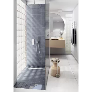 Schedpol Brodzik podpłytkowy Stabilsound Plus® 100x100x5/12,5 cm, kwadratowy z maskownicą Steel 10.003/OLKB/SL