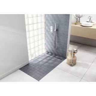 Schedpol Brodzik podpłytkowy Stabilsound Plus® 100x100x5/12,5 cm, kwadratowy z maskownicą Steel 10.003/OLKB/SL