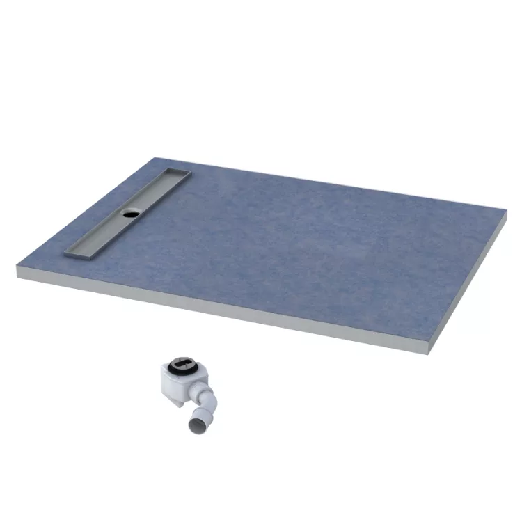 Schedpol Brodzik podpłytkowy Stabilsound Plus® 80x140x5/12,5 cm, prostokątny z odpływem na krótszym boku z maskownicą Steel 10.0