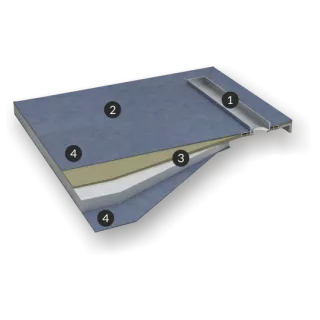 Schedpol Brodzik podpłytkowy Stabilsound Plus® 90x120x5/12,5 cm, prostokątny z odpływem na dłuższym boku z maskownicą Steel 10.0