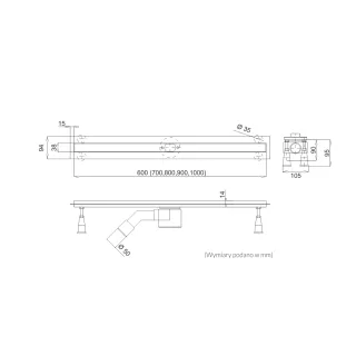 Schedpol Odpływ liniowy Slim Lux 80x3,5x9,5 cm z maskownicą Plate Slim OLP80/SLX