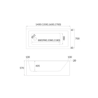 Schedpol Wanna Ferra SET Obudowa LED 160x70x57 cm 3.532/OULED/S
