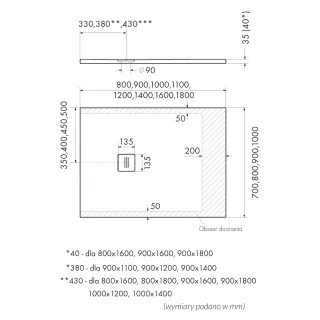 Schedline Brodzik kompozytowy Stabilsound Plus® Protos Grey Stone 80x120x3,5 cm, prostokątny 3SP.P1P-80120/S/ST-M1/S/ST
