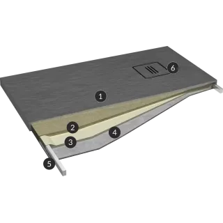 Schedline Brodzik kompozytowy Stabilsound Plus® Protos Grey Stone 80x120x3,5 cm, prostokątny 3SP.P1P-80120/S/ST-M1/S/ST