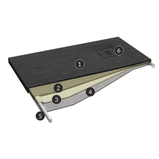 Schedline Brodzik kompozytowy Stabilsound Plus® Protos Black Stone 100x180x4 cm, prostokątny 3SP.P1P-100180/C/ST-M1/C/ST