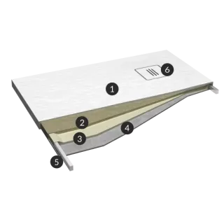 Schedline Brodzik kompozytowy Stabilsound Plus® Protos Cement Stone 100x120x3,5 cm, prostokątny 3SP.P1P-100120/CT/ST-M1/CT/ST