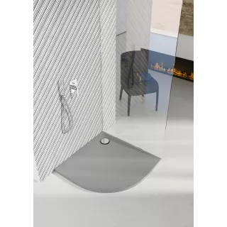 Schedline Brodzik kompozytowy Stabilsound Plus® Libra Cement Stone 90x90x3 cm R55, półokrągły 3SP.L1O-9090/CT/ST