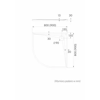 Schedline Brodzik kompozytowy Stabilsound Plus® Libra Anthracite Stone 80x80x3 cm R55, półokrągły 3SP.L1O-8080/A/ST
