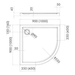 Schedline Brodzik kompozytowy Stabilsound Plus® Erida 100x100x5 cm R55, półokrągły 3SP.E4O-100100