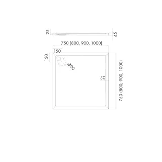 Schedline Brodzik kompozytowy Stabilsound Plus® Estima 80x80x4,5 cm, kwadratowy 3SP.E1K-8080