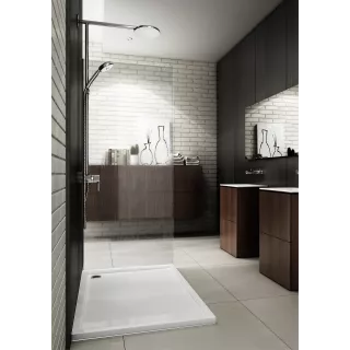 Schedline Brodzik kompozytowy Stabilsound Plus® Estima 75x100x4,5 cm, prostokątny z odpływem w narożniku 3SP.E2P-75100