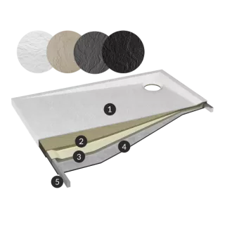 Schedline Brodzik kompozytowy Stabilsound Plus® Estima 70x160x4,5 cm, prostokątny z odpływem w narożniku 3SP.E2P-70160