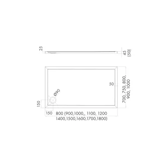 Schedline Brodzik kompozytowy Stabilsound Plus® Estima 75x100x4,5 cm, prostokątny z odpływem w narożniku 3SP.E2P-75100