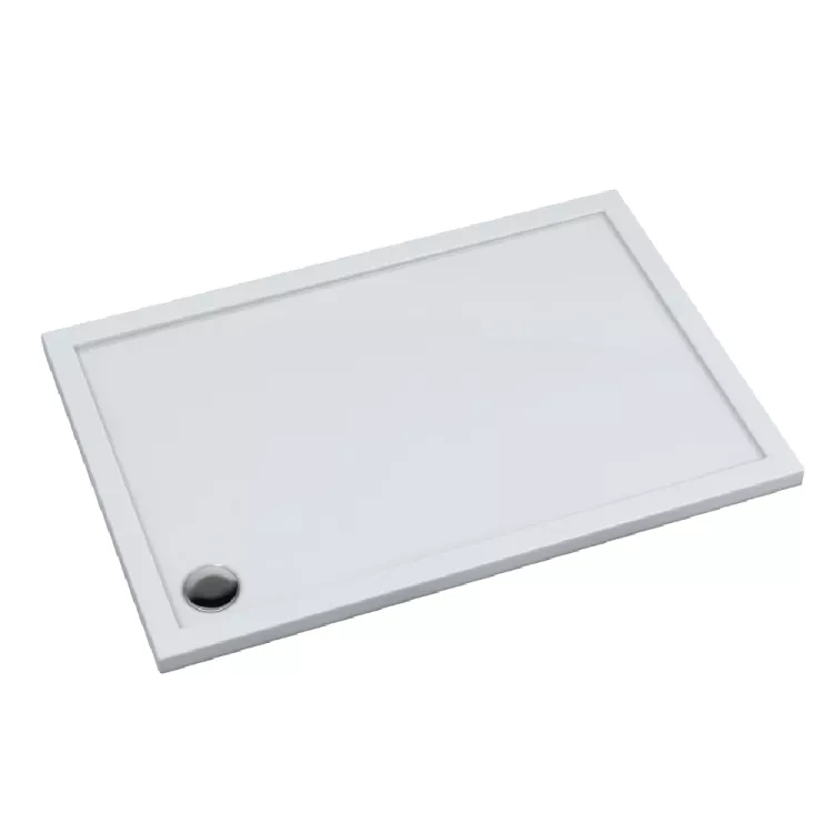 Schedline Brodzik kompozytowy Stabilsound Plus® Estima 80x160x5 cm, prostokątny z odpływem w narożniku 3SP.E2P-80160